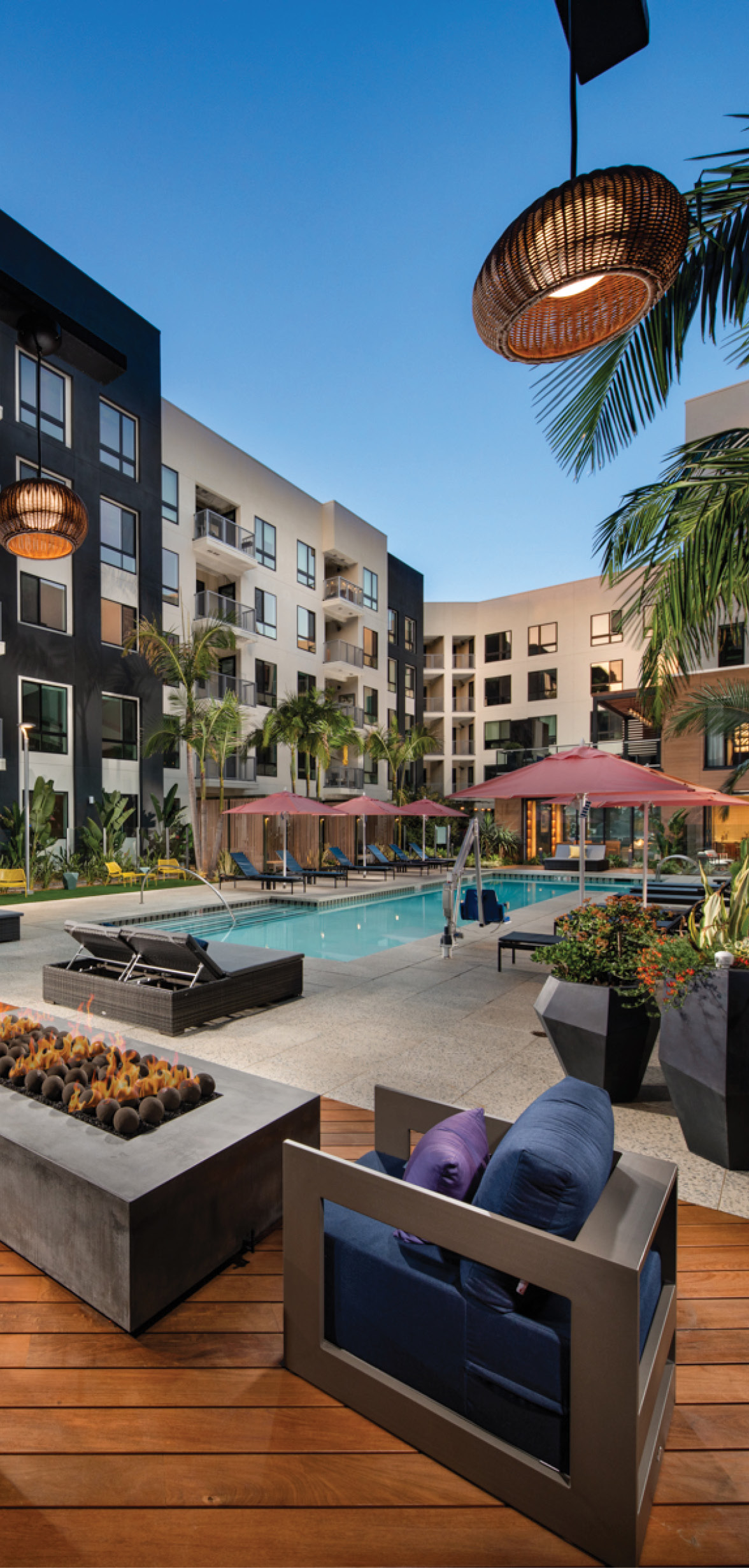 Pool and outdoor amenities at Cameo in Orange, CA