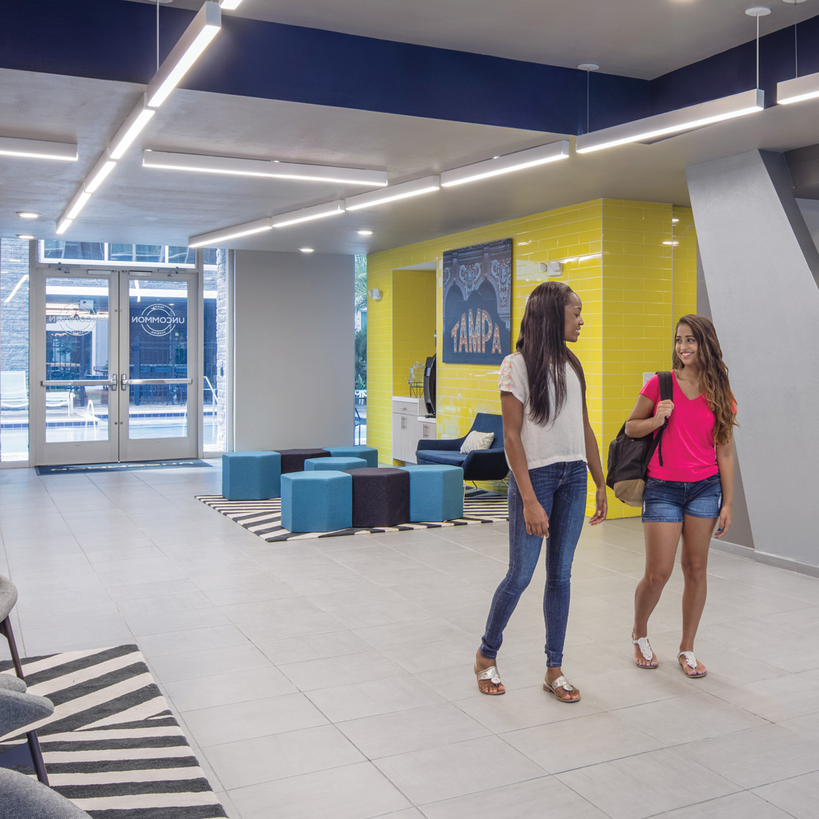 Student housing lobby at Lark on 42nd in Tampa, FL